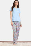 Zivame Bloom Hive Woven Pyjama Set - Splish Splash — thumbnail 3